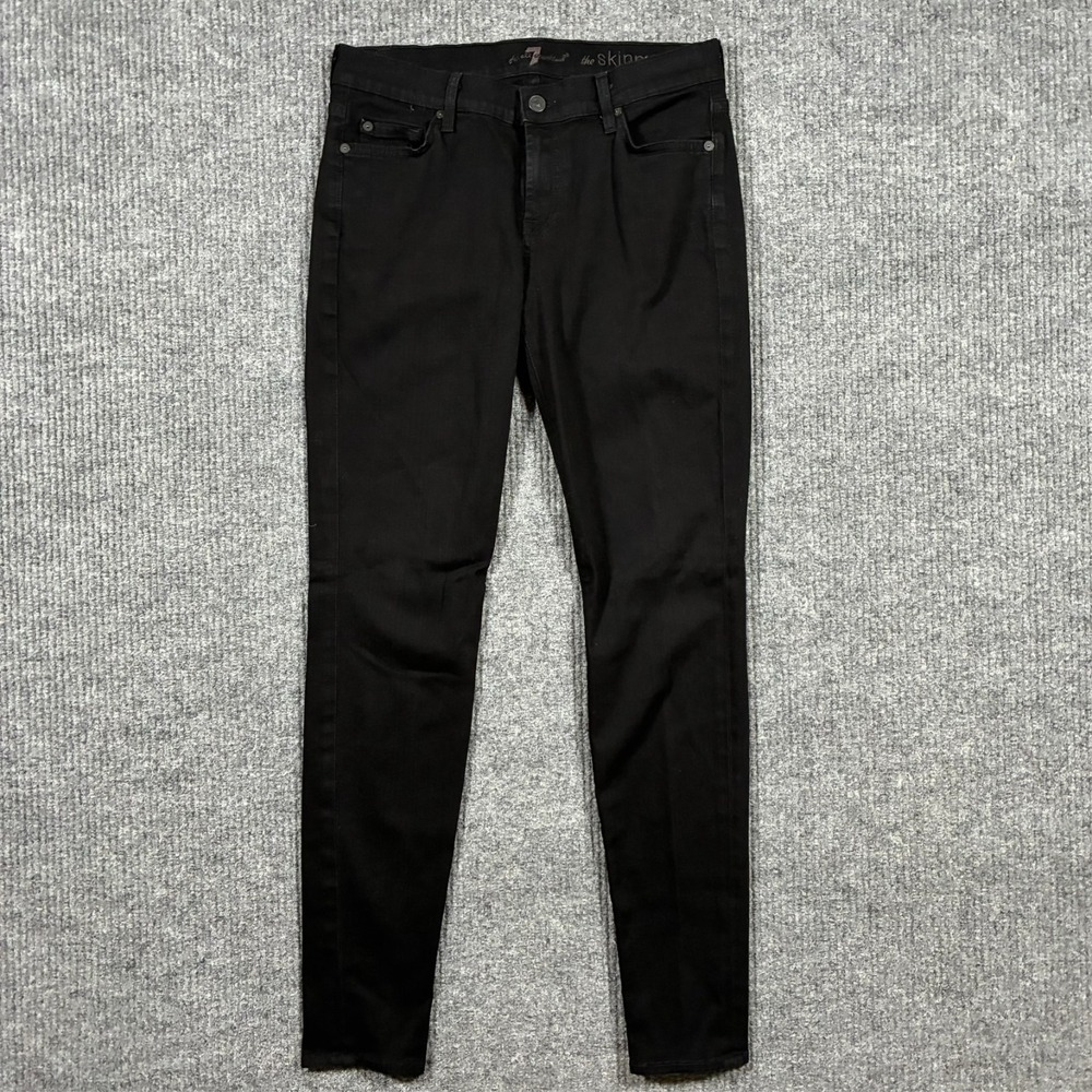 7 For‎ All Mankind Womens Skinny Jeans Size 29 Black Denim Stretch USA Made